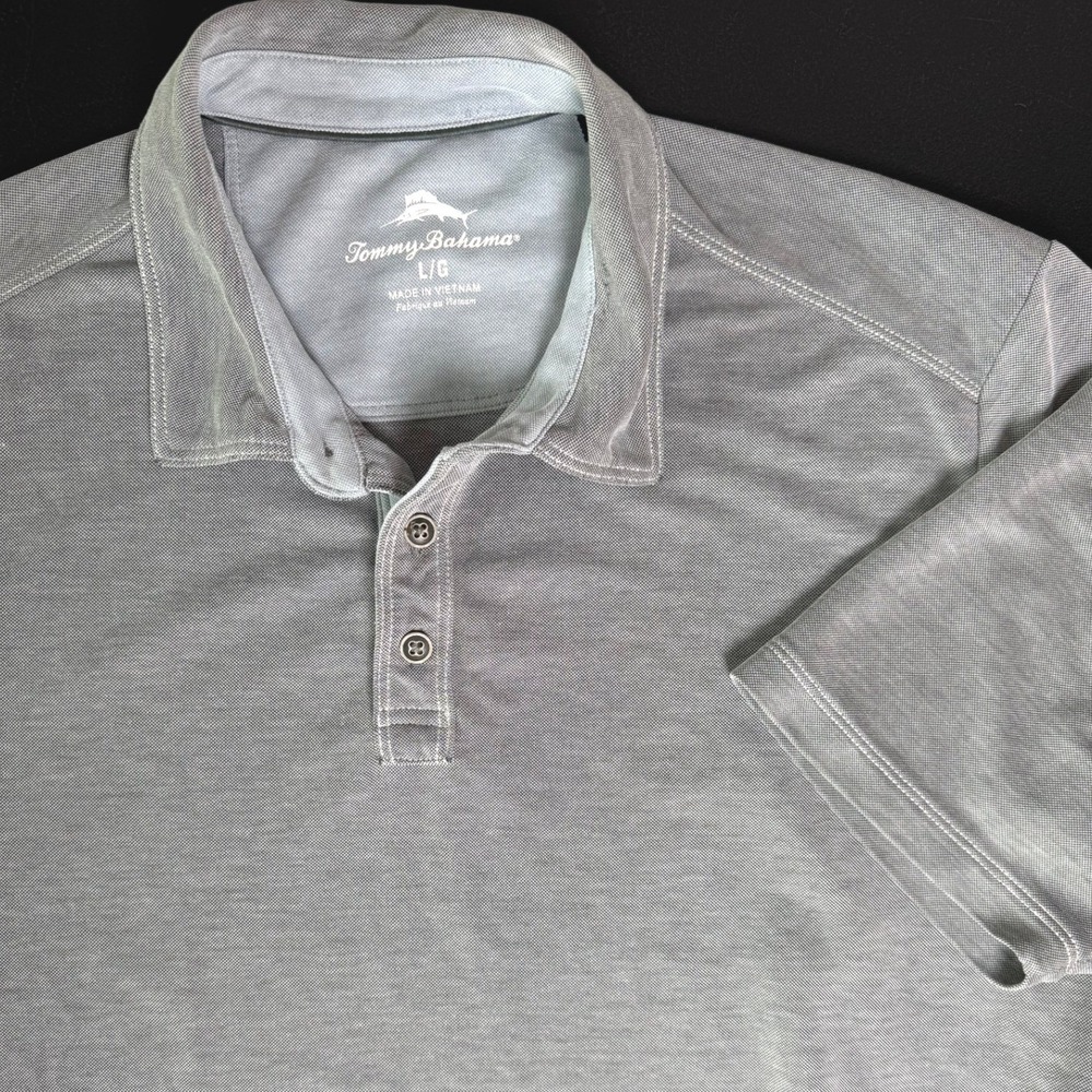 Tommy Bahama Paradiso Cove Mens Gray Tencel Short Sleeve Polo TB220240R Size L